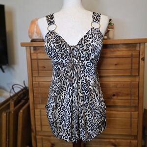 Vintage Y2K Annabelle Cheetah Print Sleeveless Blouse